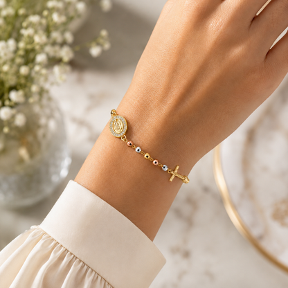 Pulsera Rosario • Acabado Tricolor Premium