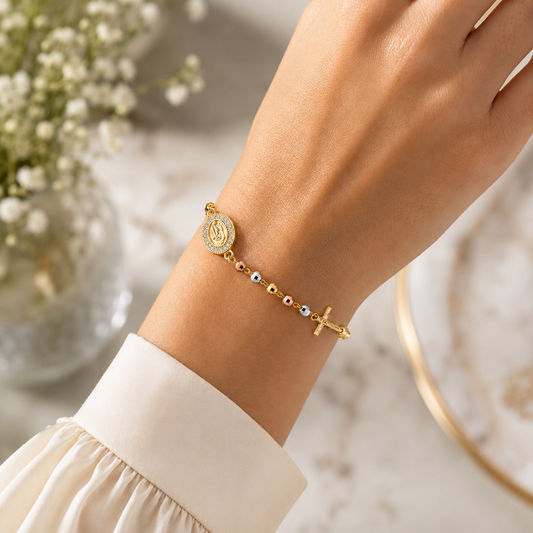 Pulsera Rosario • Acabado Tricolor Premium